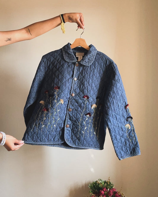 Vintage Coldwater Creek Denim Lightly Quilted Shaket