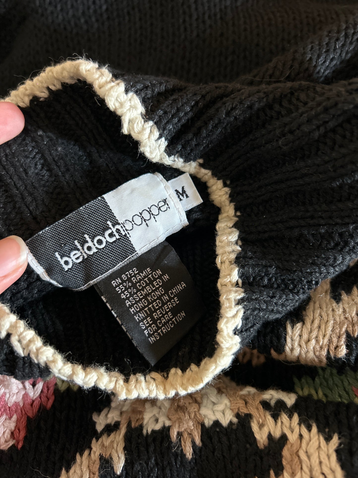 Beldochpopper Vintage Hand Embroidered Floral Pullover