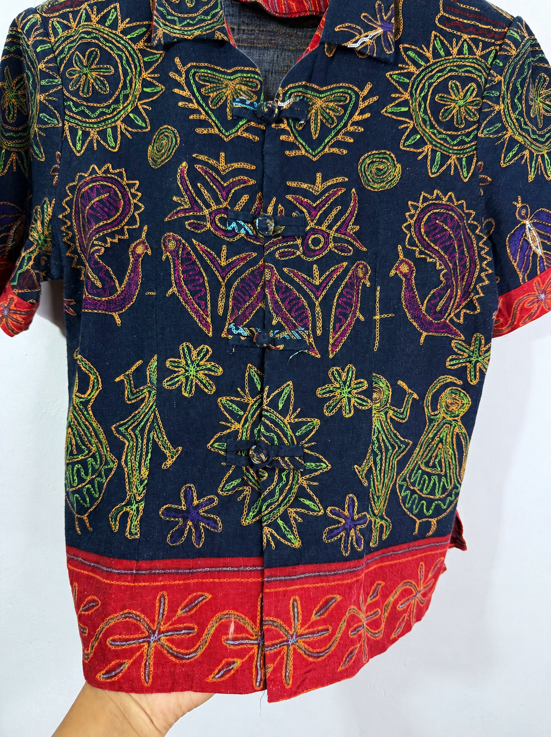 Vintage Bohemian Folk Embroidered Shaket