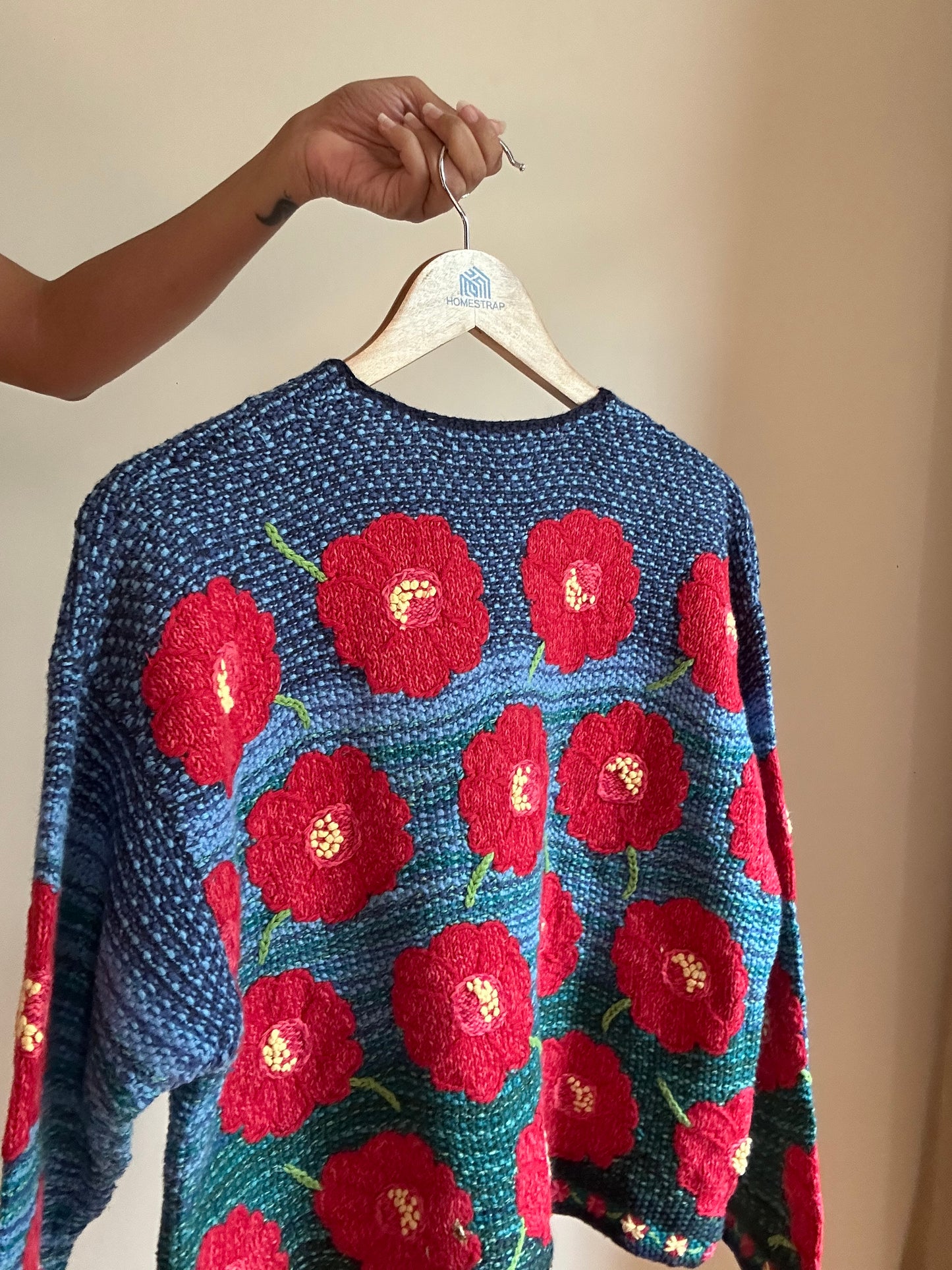 Susan Bristol Vintage Hand Knit and Embroidered Cardigan