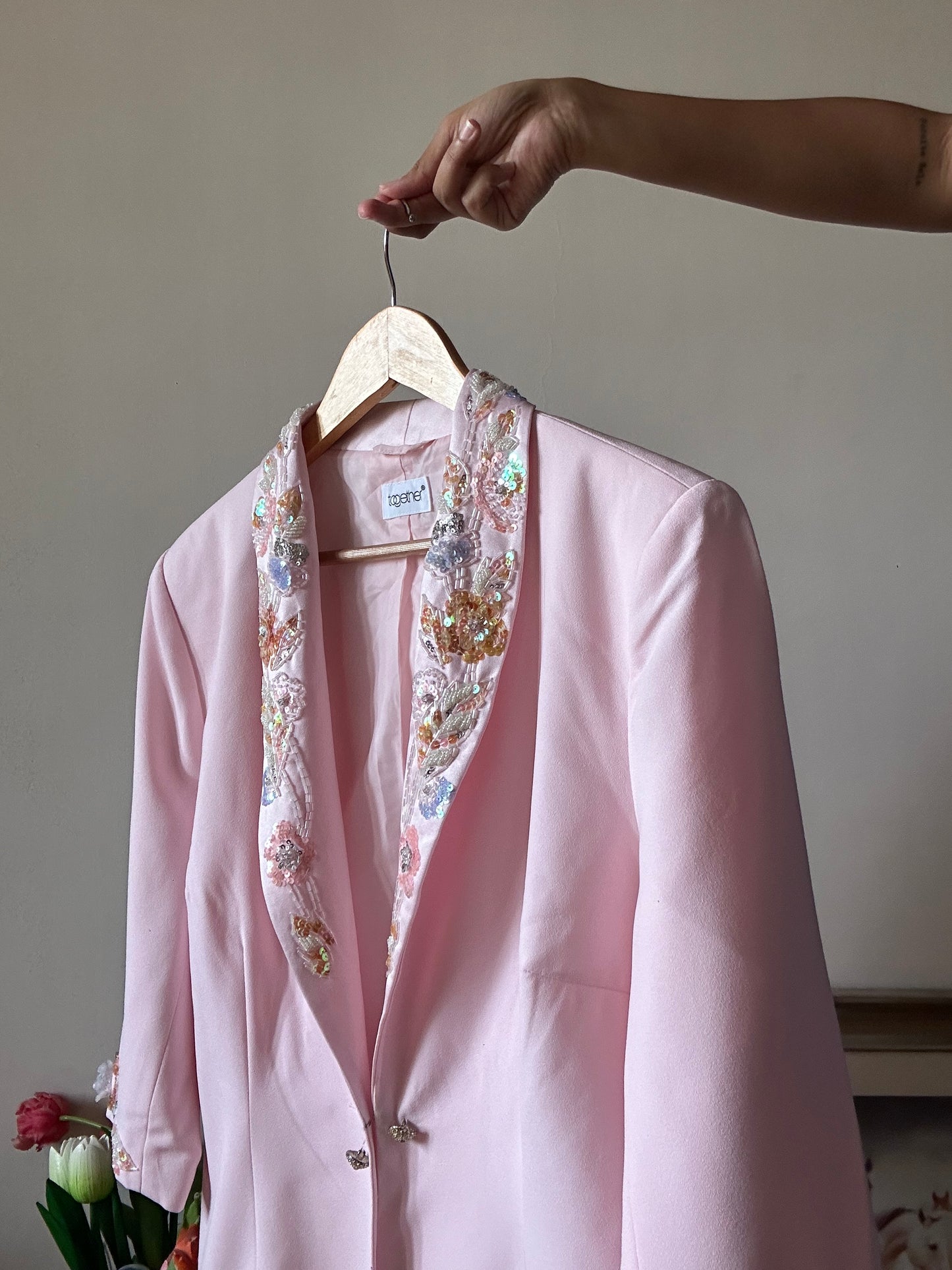 Together Vintage Beaded Pink Blazer