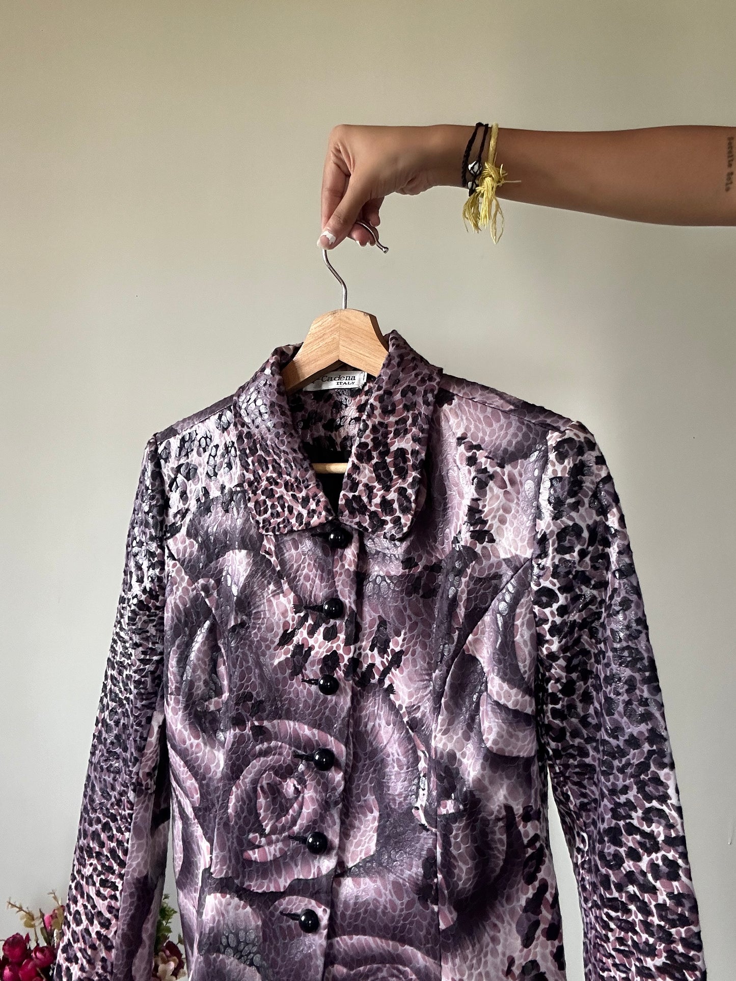 Q-Cadena Italy Vintage Faux Leather Blazer