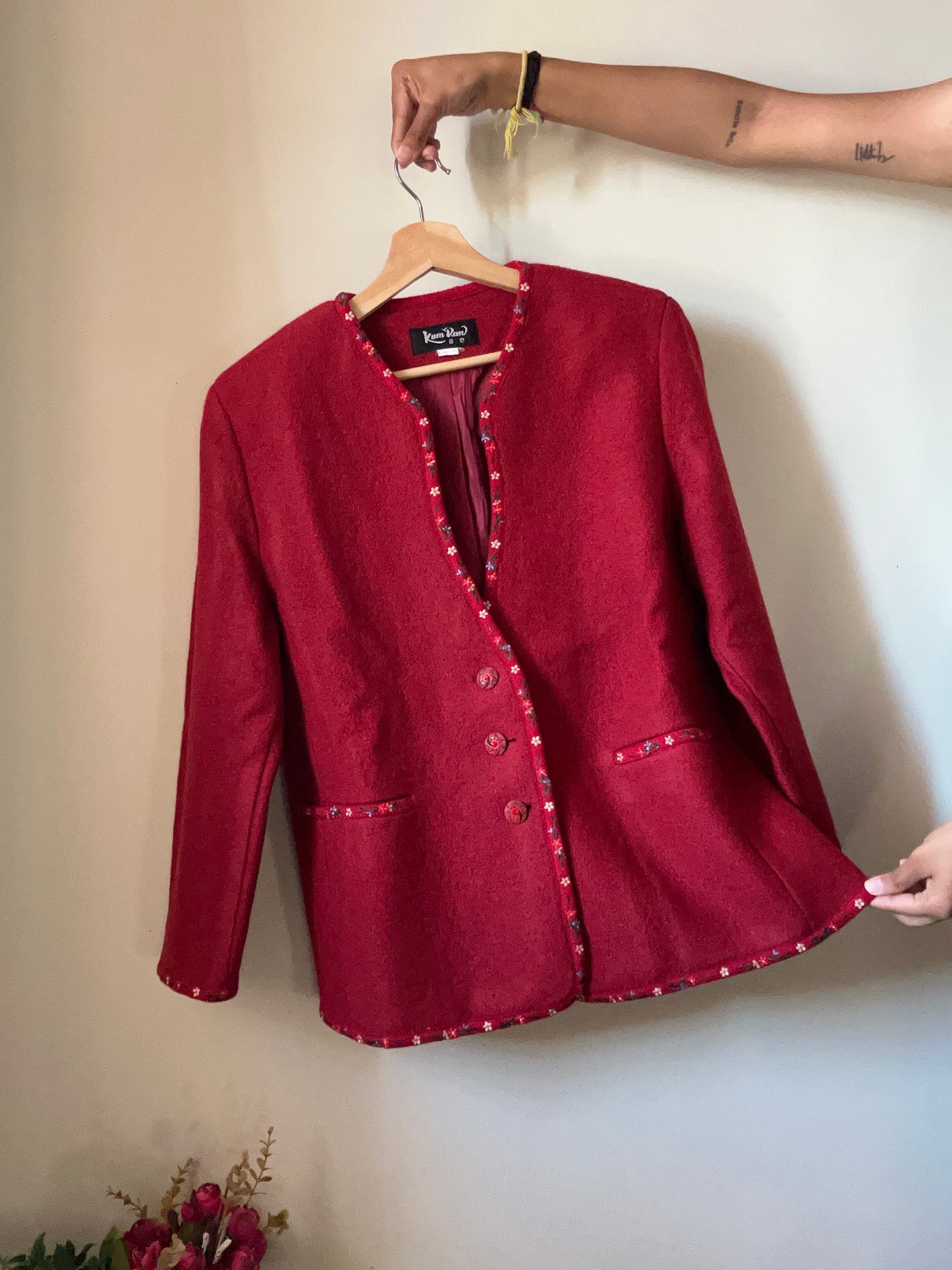 Kum Ran Vintage Wool Embroidered Blazer