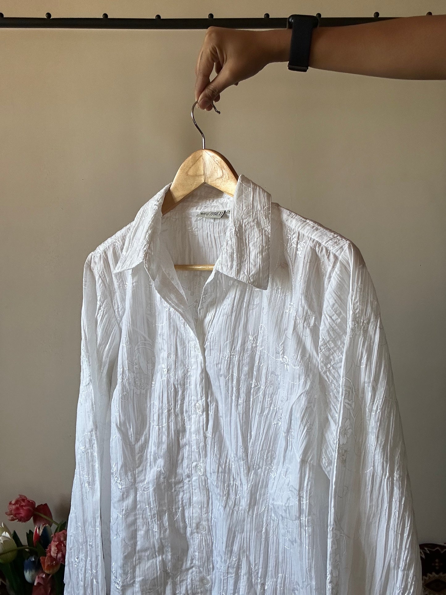Multiblu White Vintage Embroidered Shirt