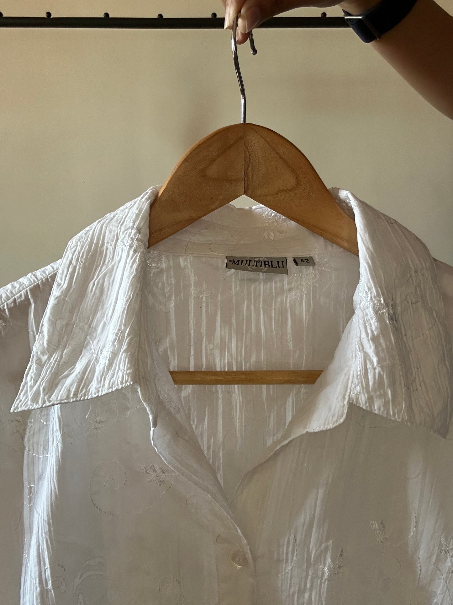 Multiblu White Vintage Embroidered Shirt