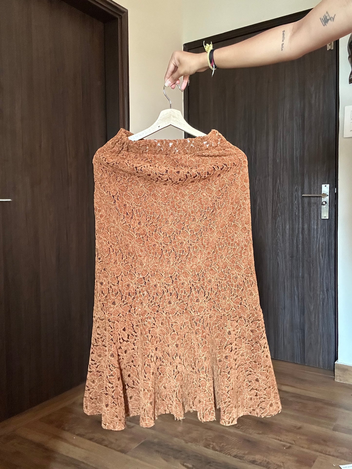 Vintage Floral Lace Side Zipper Skirt