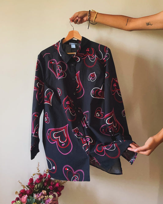 Liz & Me Vintage Hearts Print Shirt