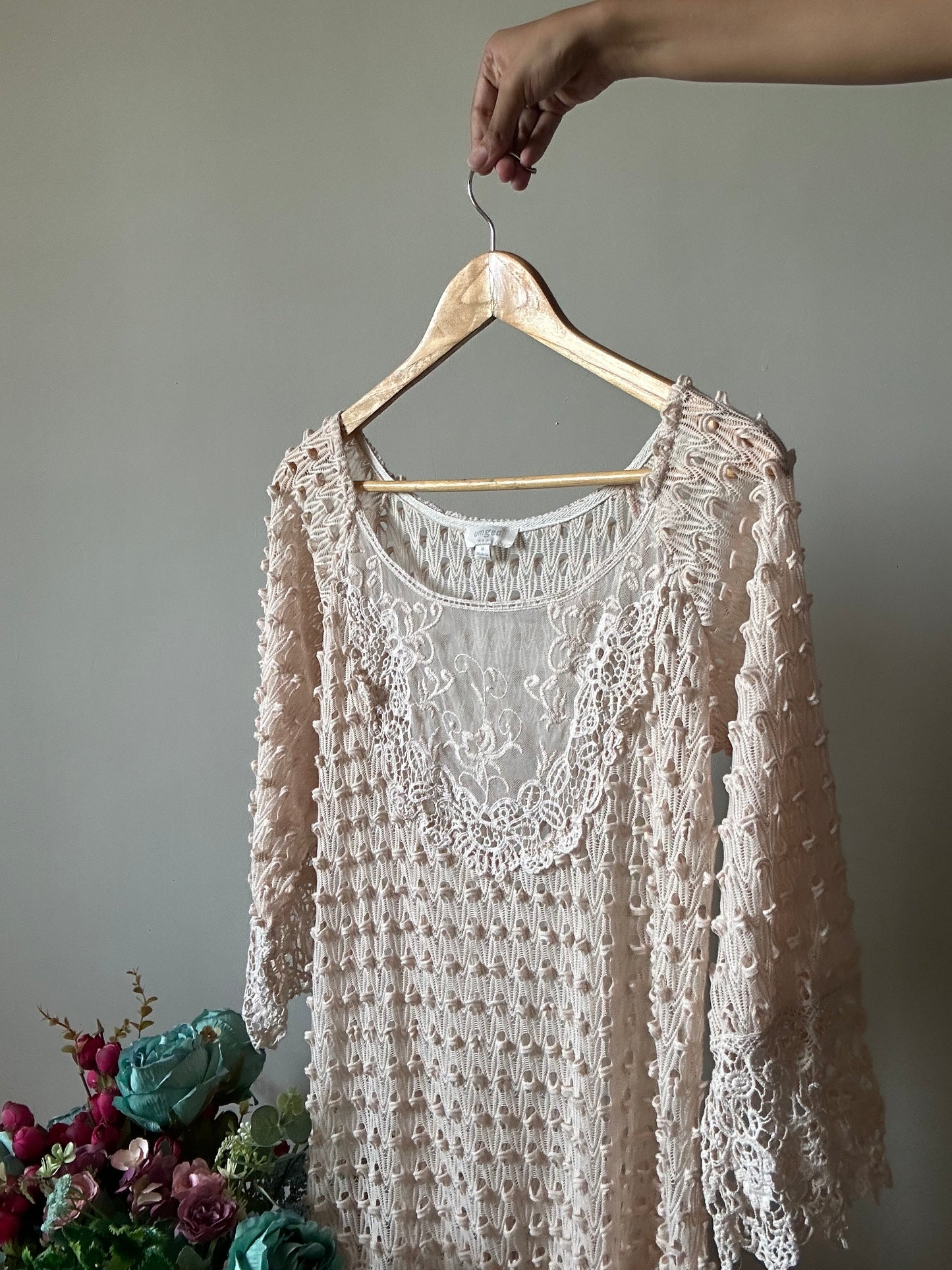 Umgee USA Vintage Crochet Overlay Tunic With Lace Details