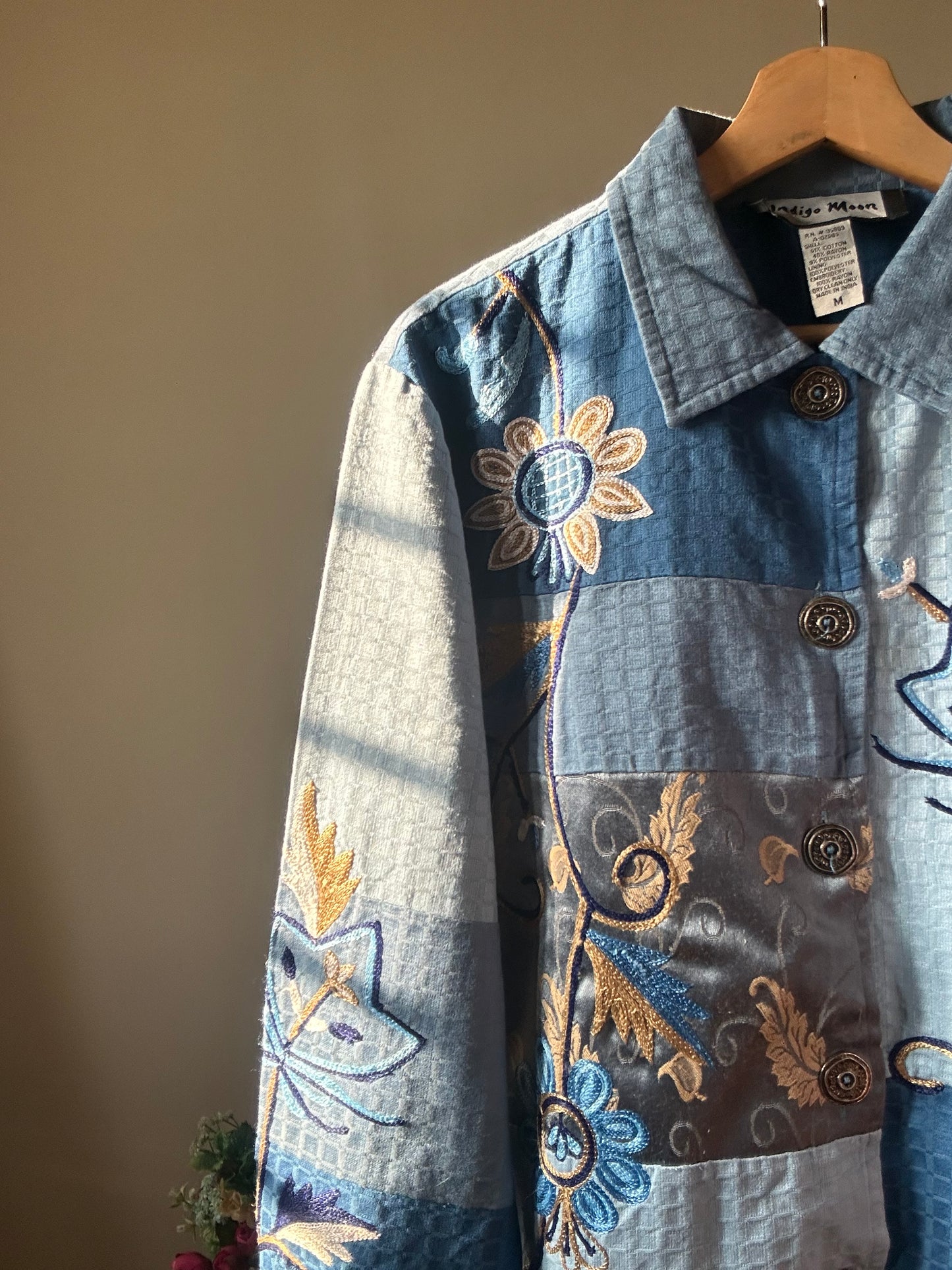 Vintage Indigo Moon Embroidered and Patchwork Shaket