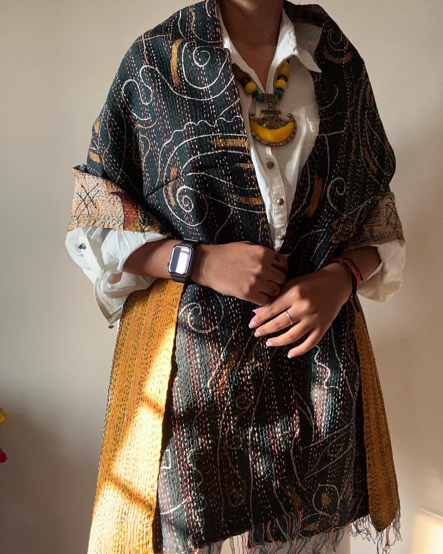 Abstract Multi Print Traditional Reversible Stole