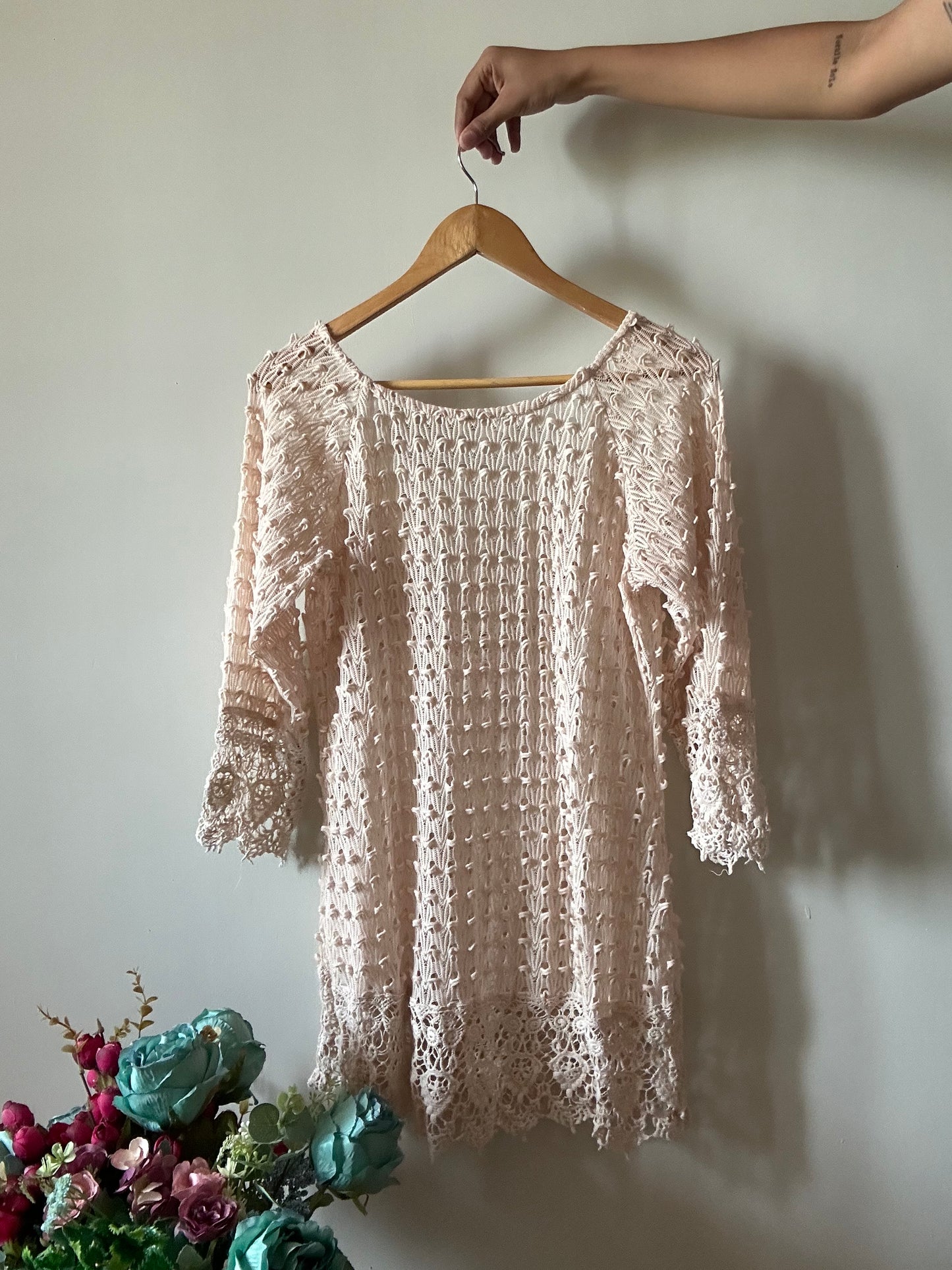 Umgee USA Vintage Crochet Overlay Tunic With Lace Details