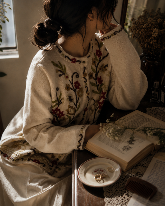 Vintage Reference Point Vintage Embroidered Knit Cardigan