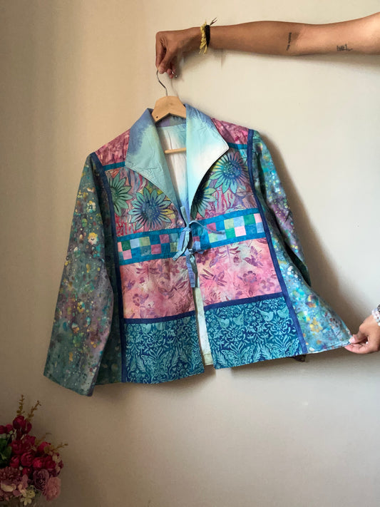 Vintage Reversible Front Tie Detail Shaket with Embroidery and Patch Work