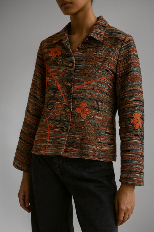 Coldwater Creek Vintage Weave and Embroidered Shaket