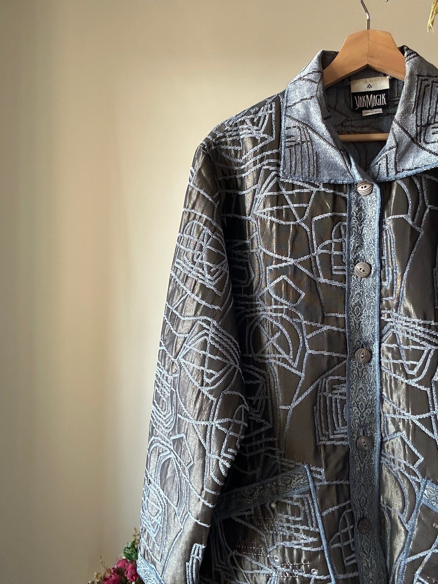 Yak Magik Vintage Reversible Shaket With Beaded and Embroidered On The Pockets