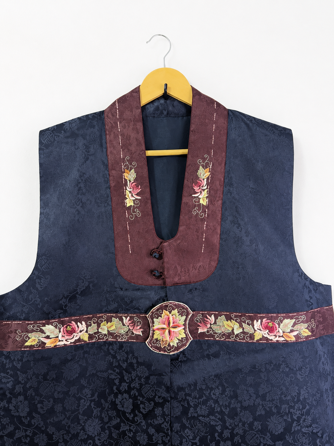 Vintage Midnight Bloom Hanbok Vest