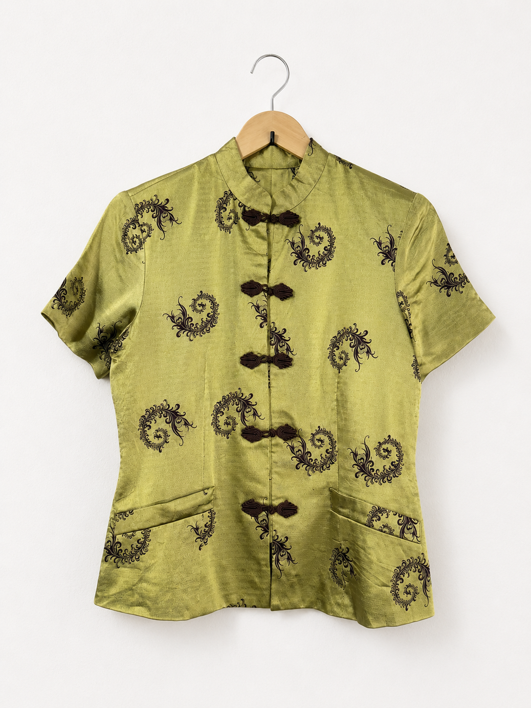 Vintage Paisley Mandarin Collar Frog Closure Shaket