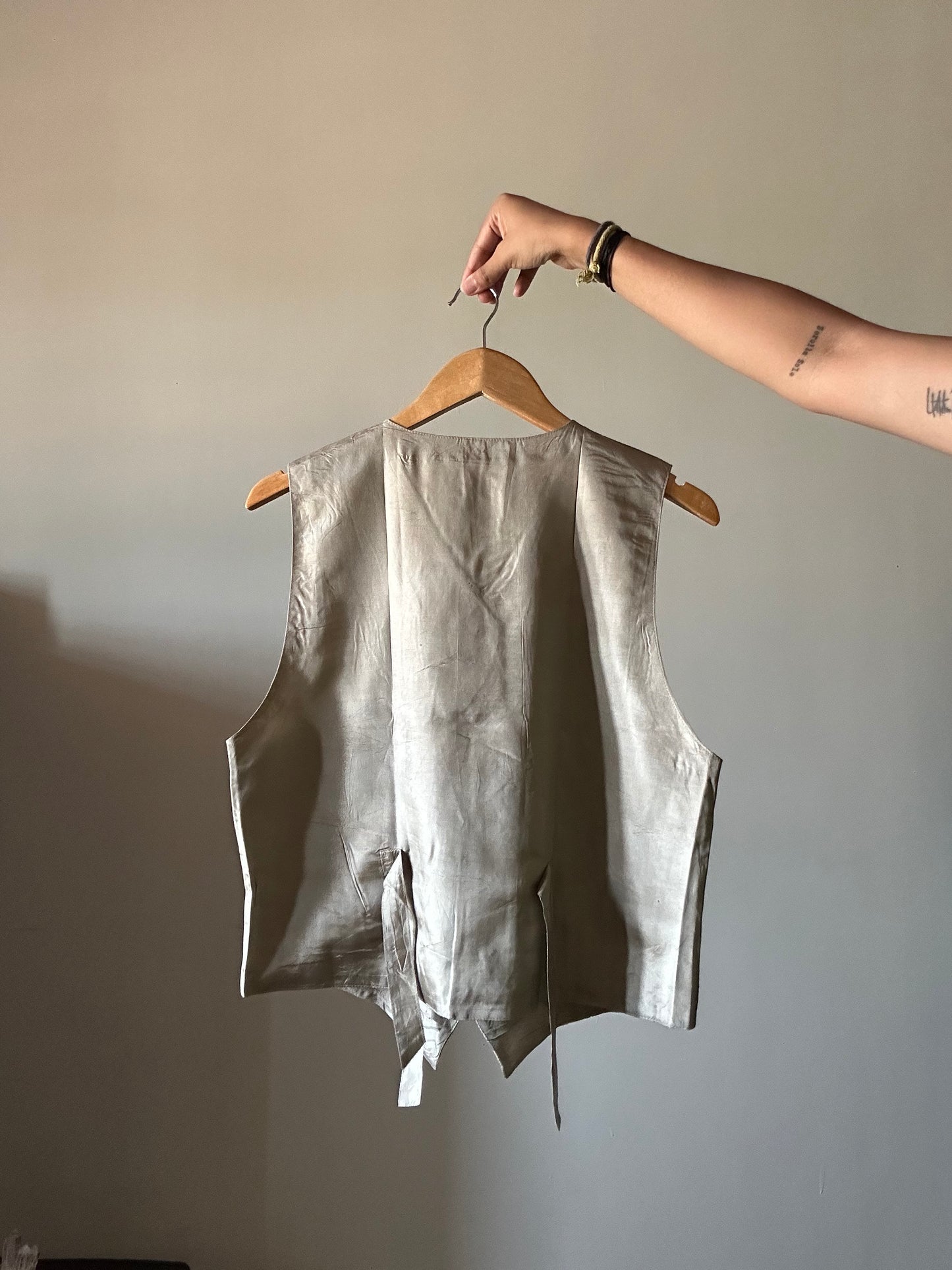 Vintage Textured and Water Colour Print Floral Vest