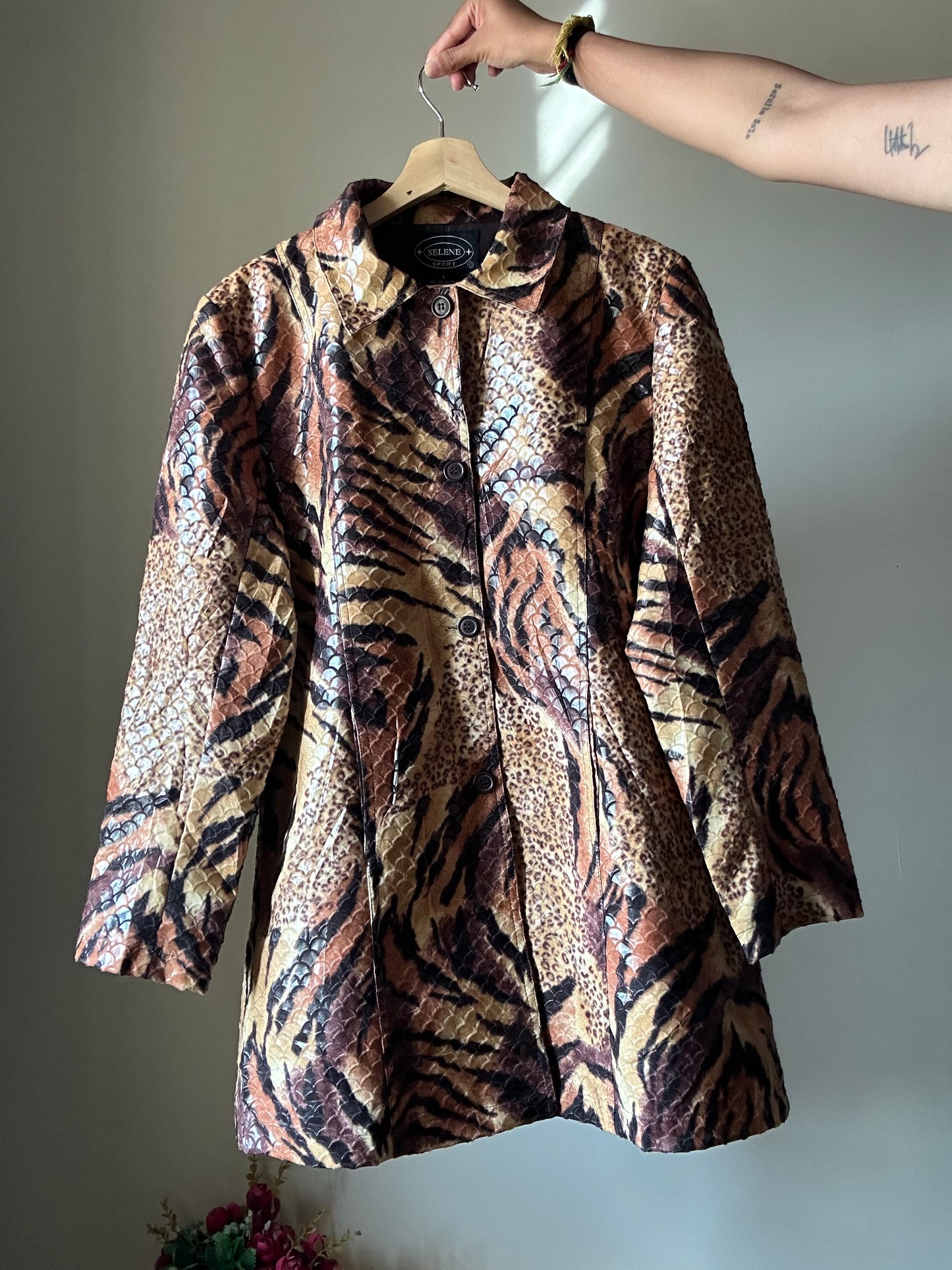 Selene Sports Vintage Cheetah and Tiger Trench