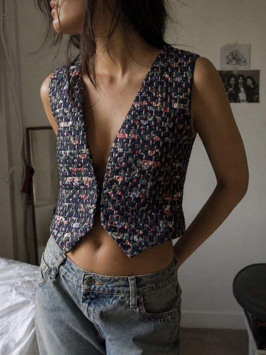 Floral Weaved Vintage Vest
