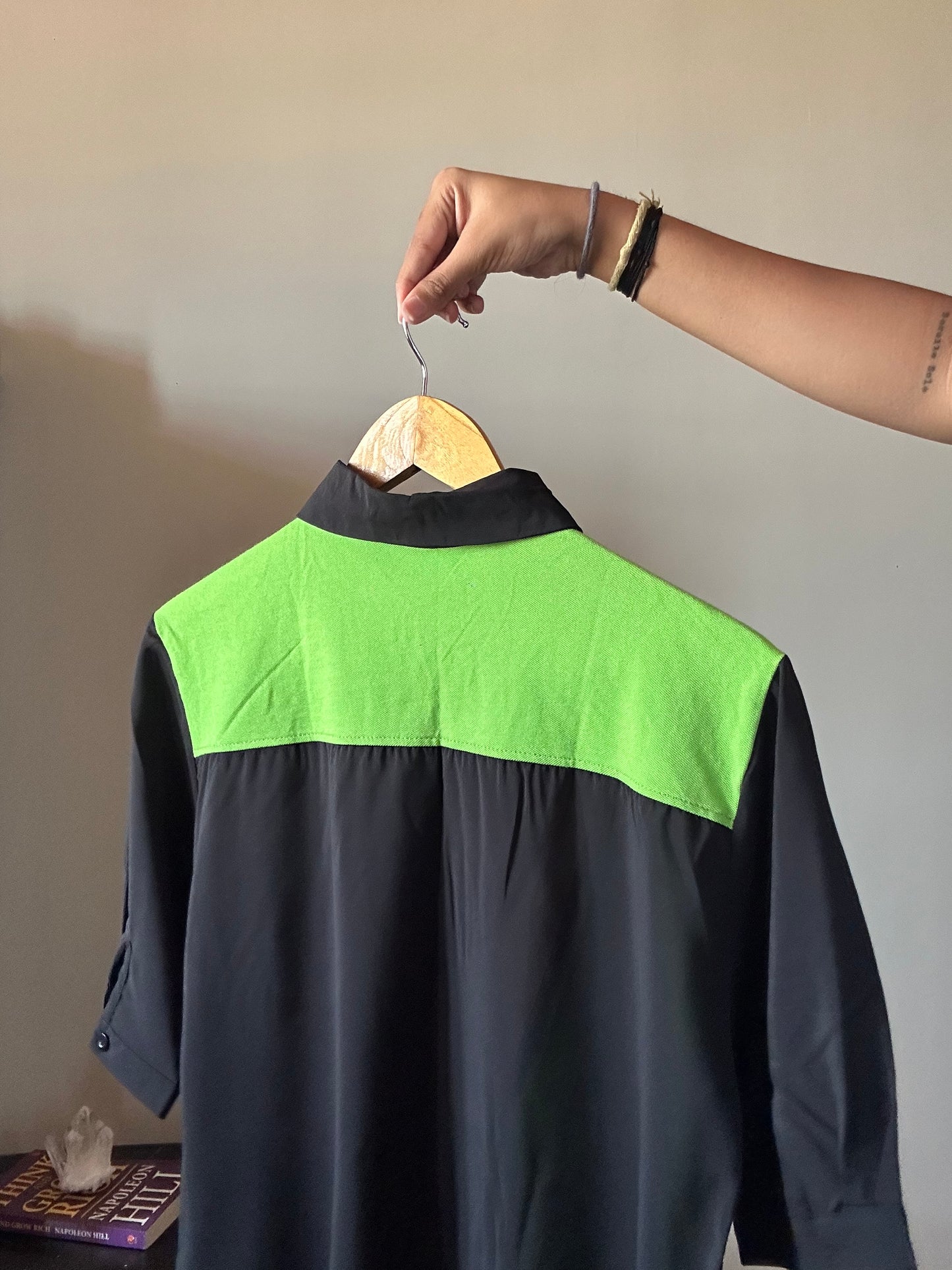 Vintage Black Patchwork Shirt