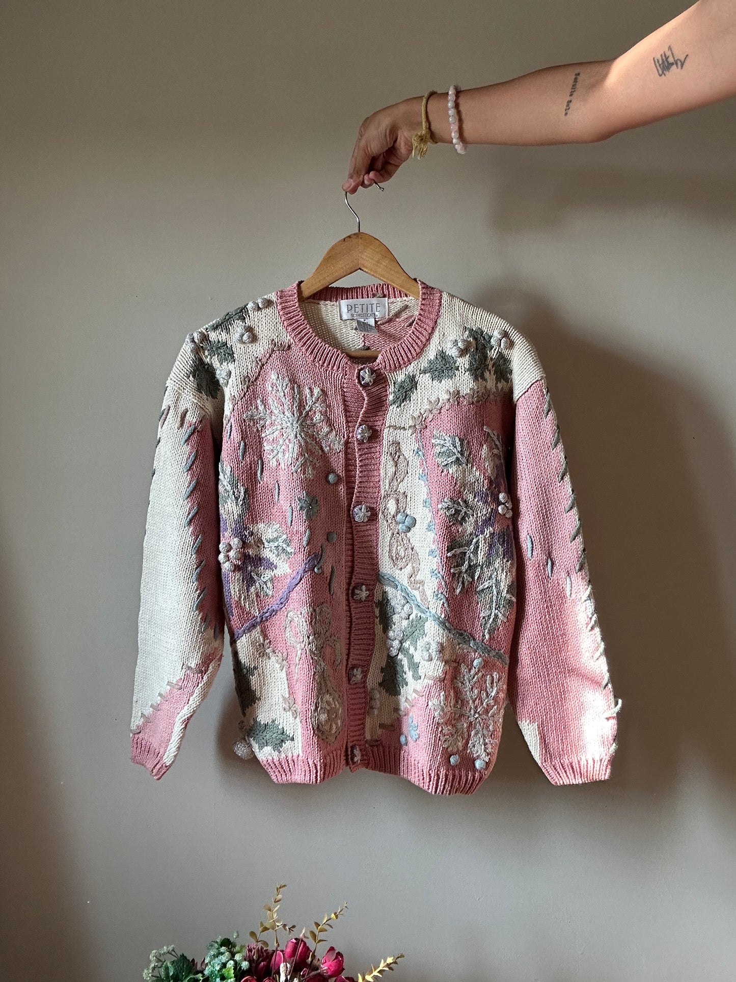 Vintage Petite Sophisticate Embroidered Cardigan