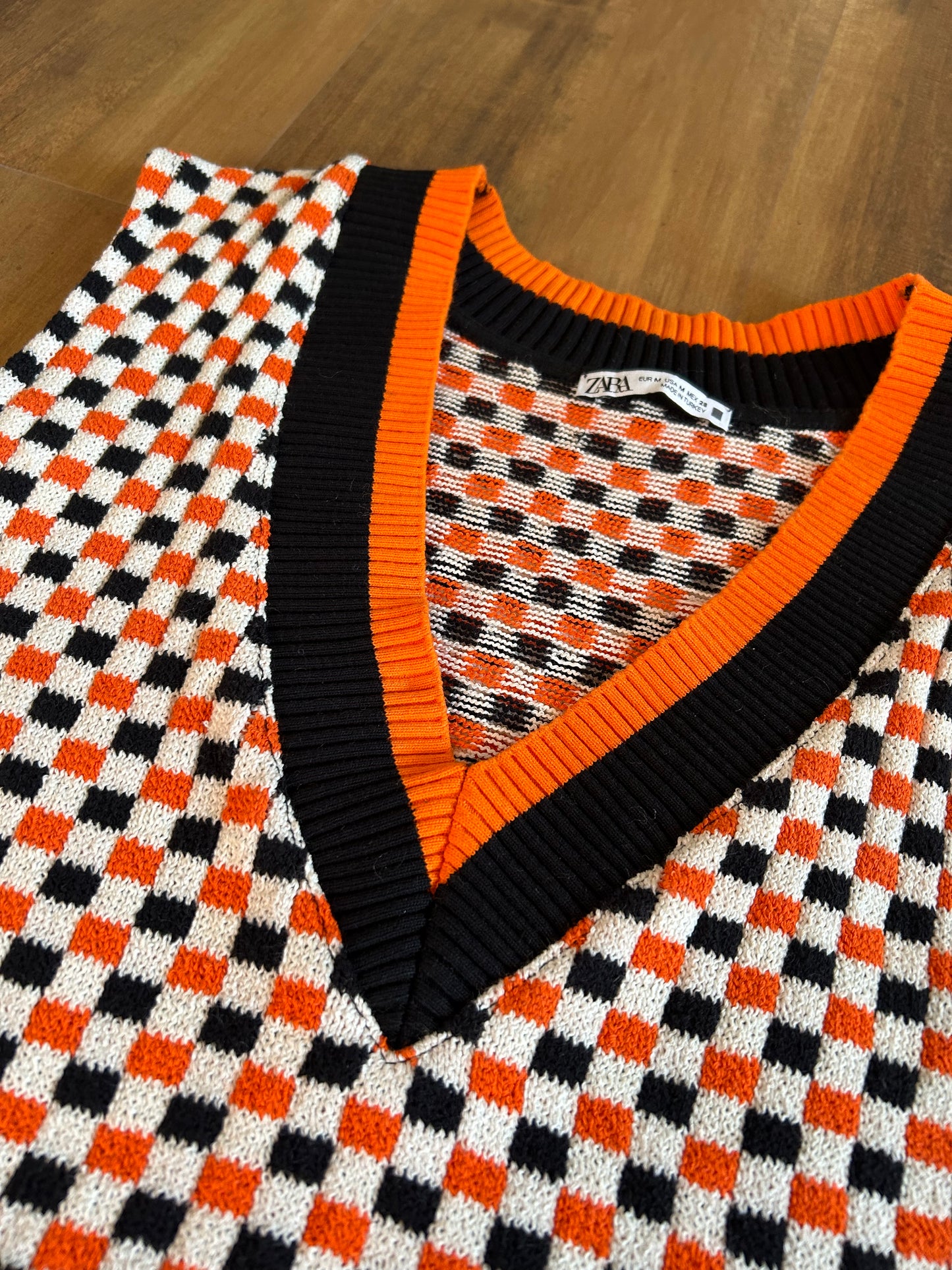 Zara Checked Sweater Vest