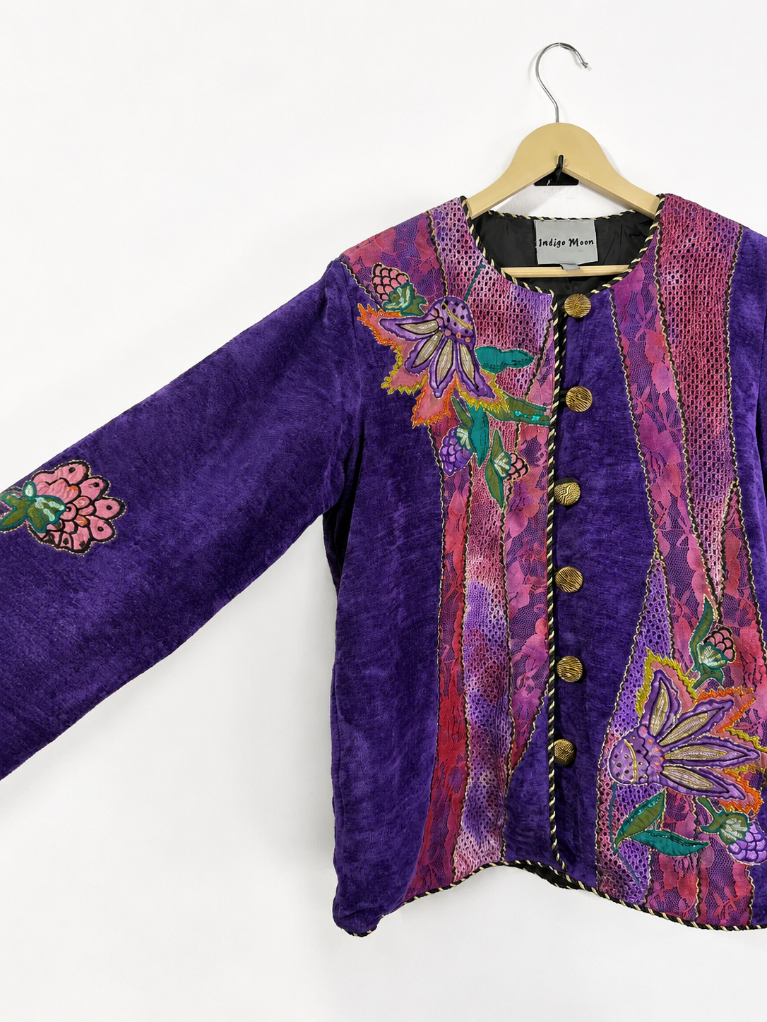 Vintage Indigo Moon Violet Velvet Embroidered Jacket