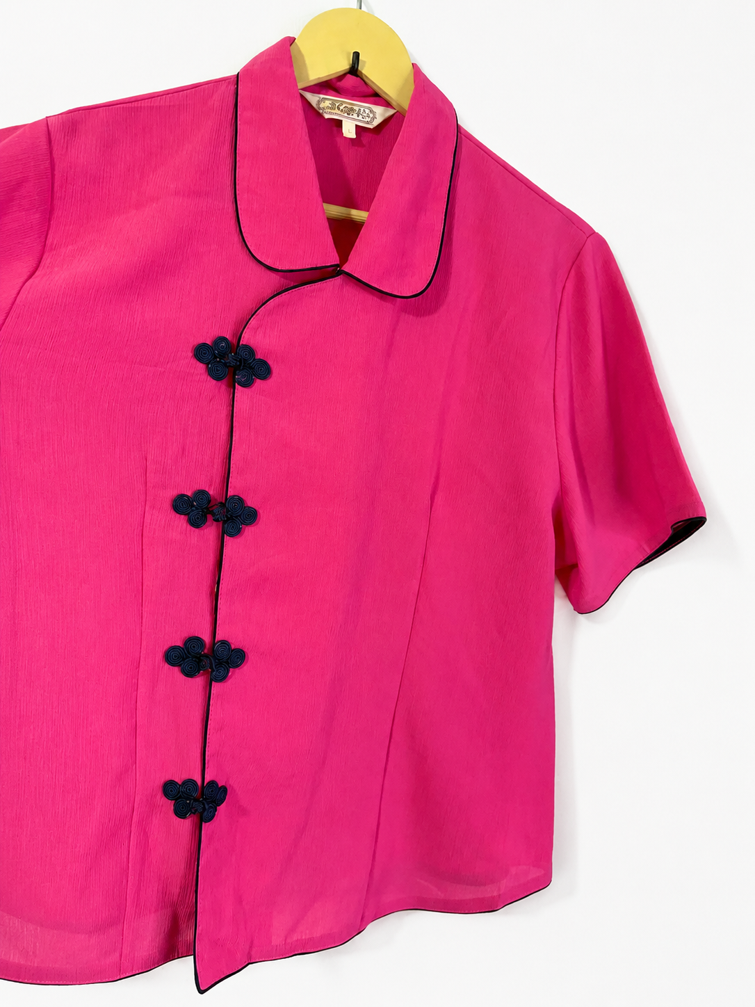 Vintage Fuchsia Mandarin Blouse