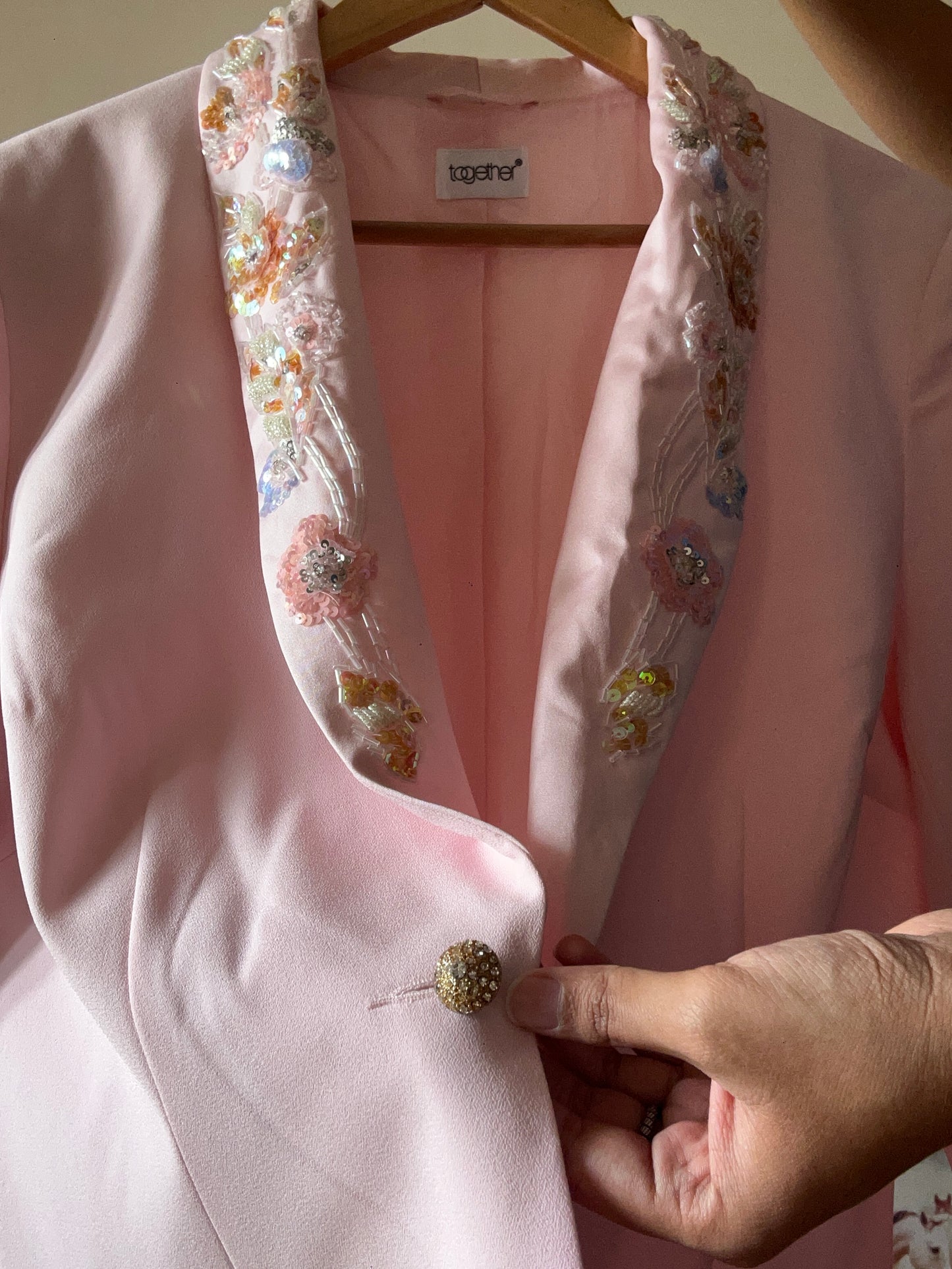 Together Vintage Beaded Pink Blazer