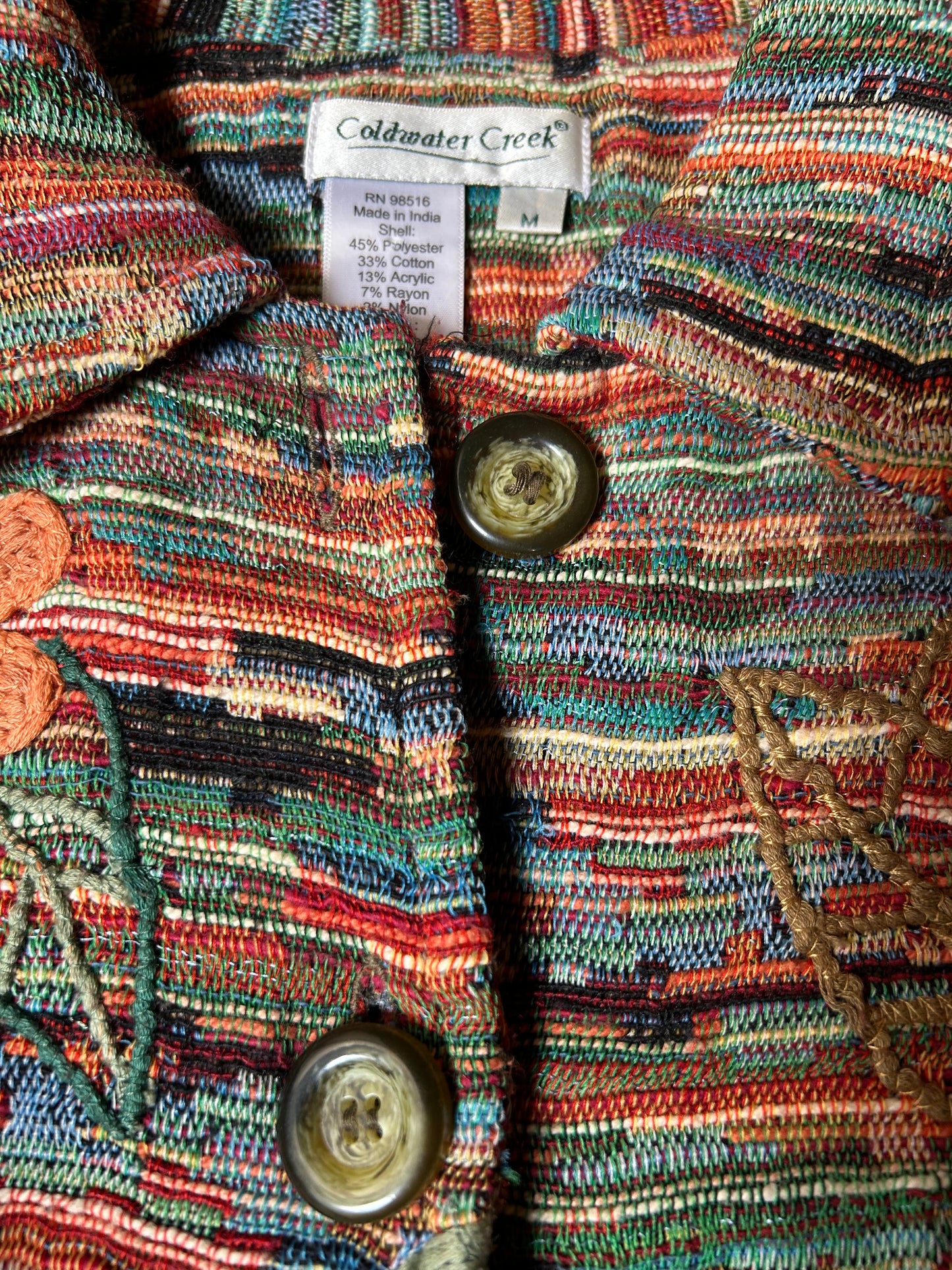 Coldwater Creek Vintage Weave and Embroidered Shaket