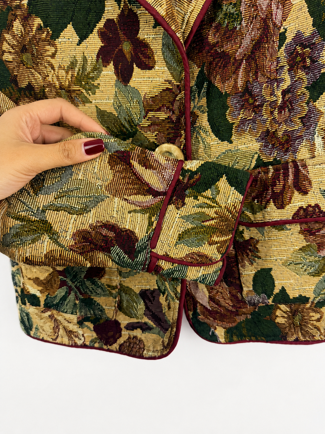 Vintage Floral Woven Tapestry Blazer