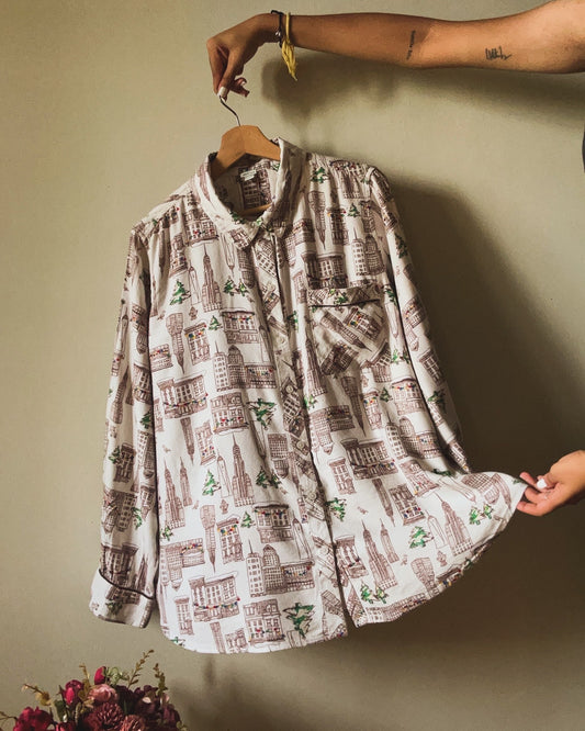 Vintage Aerie City Print Shirt