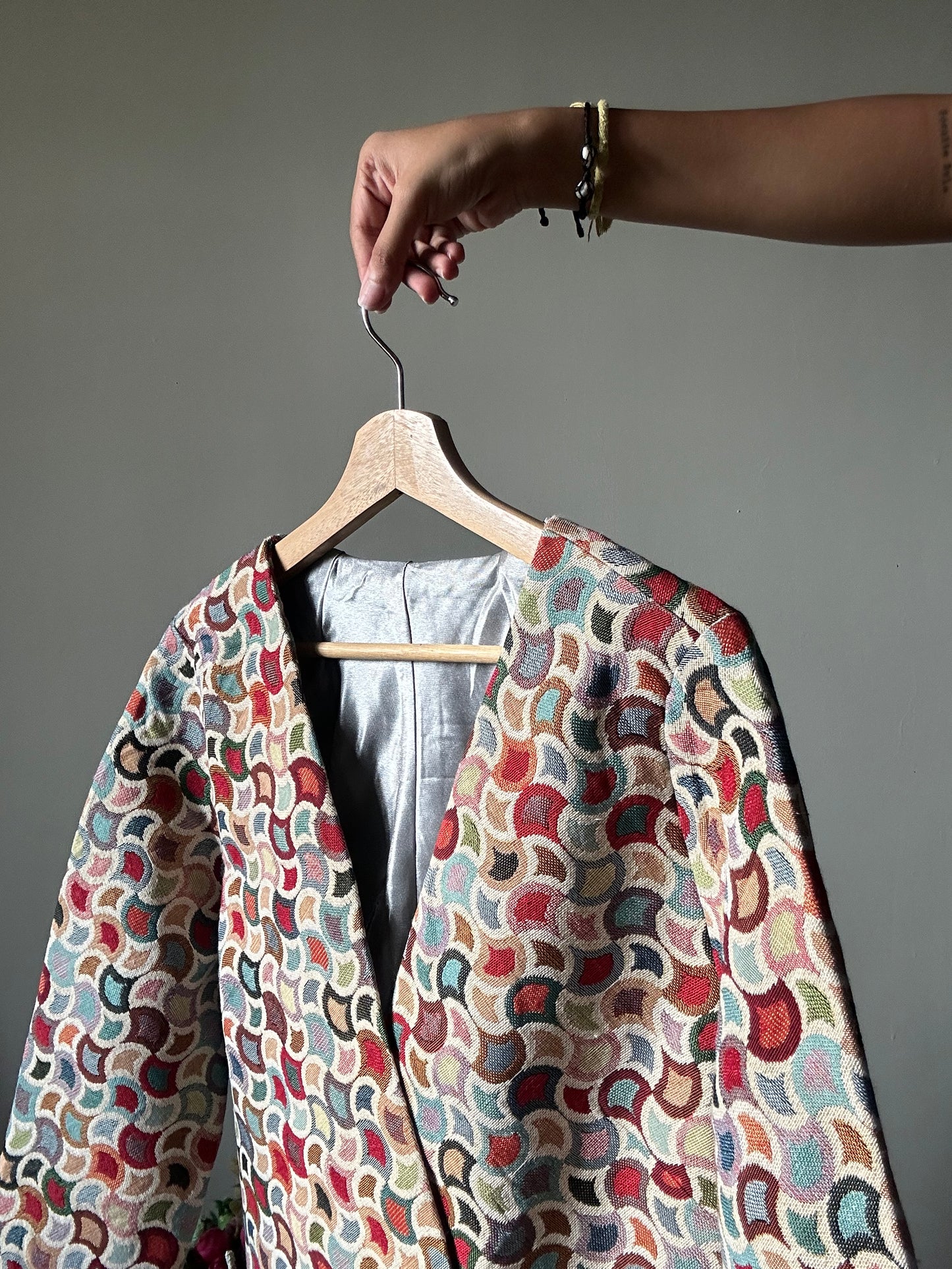 Vintage Abstract 90s Pattern Weaved Blazer