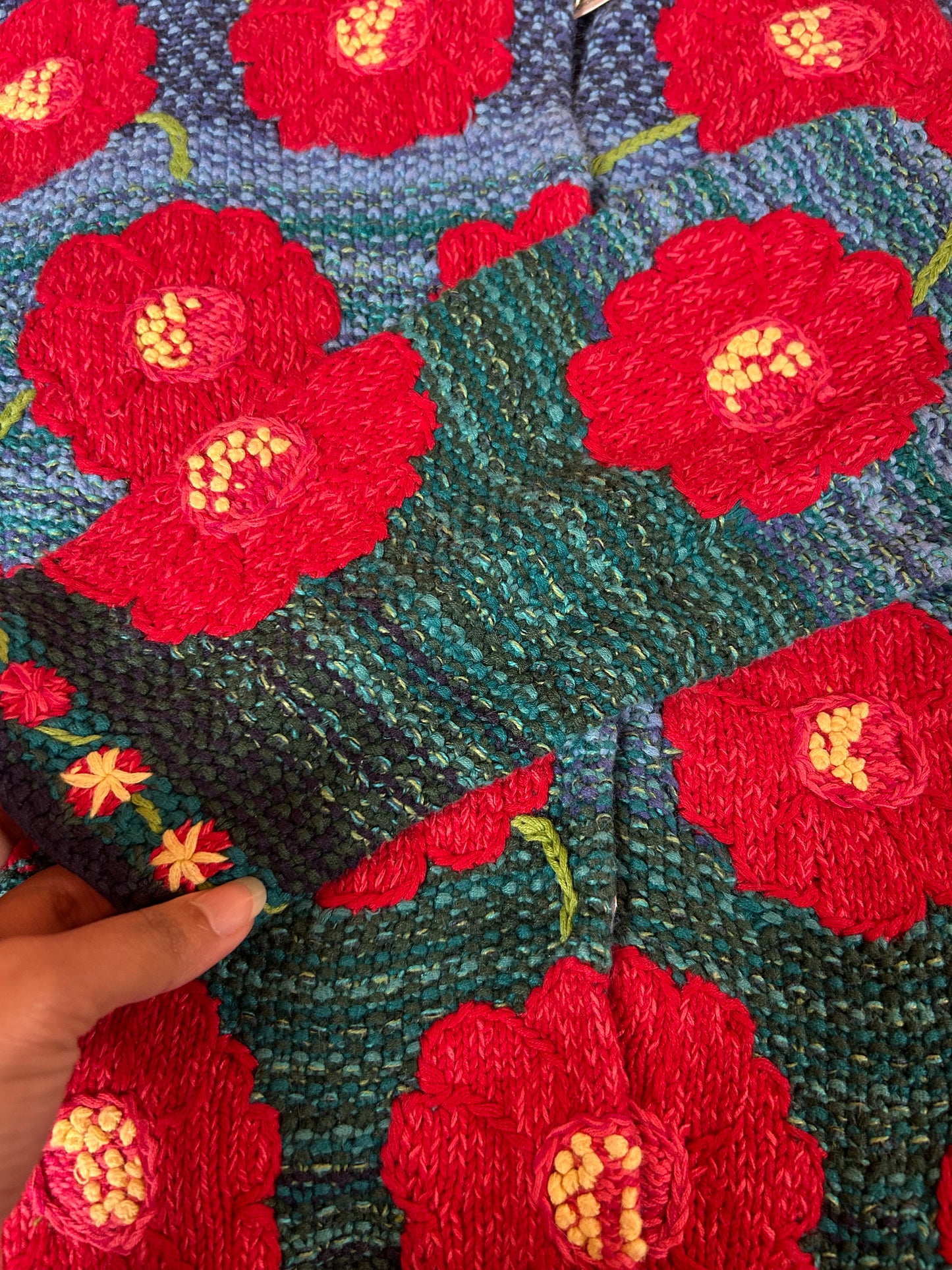 Susan Bristol Vintage Hand Knit and Embroidered Cardigan