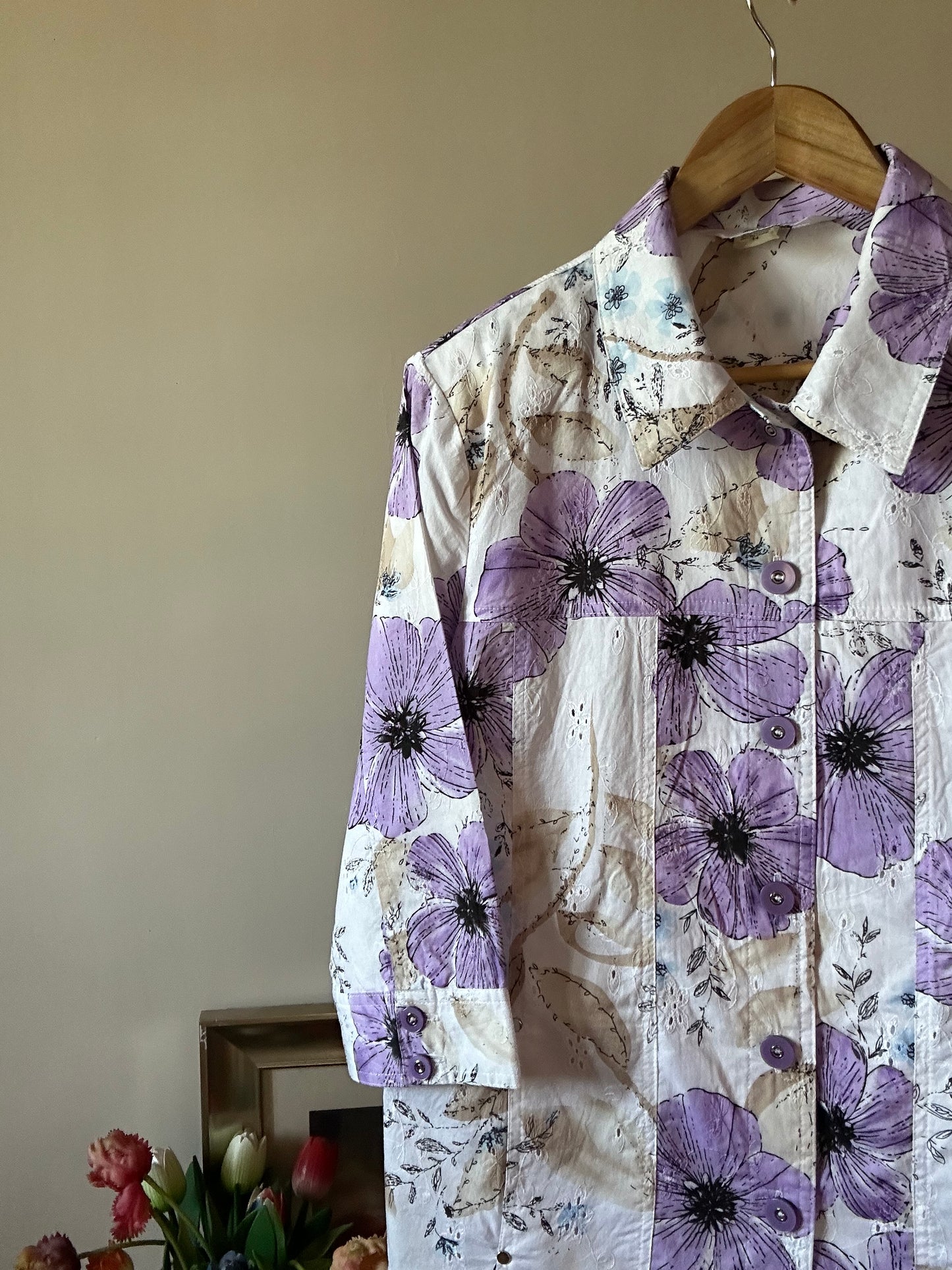 Alia Vintage Floral Print And Embroidery Shirt