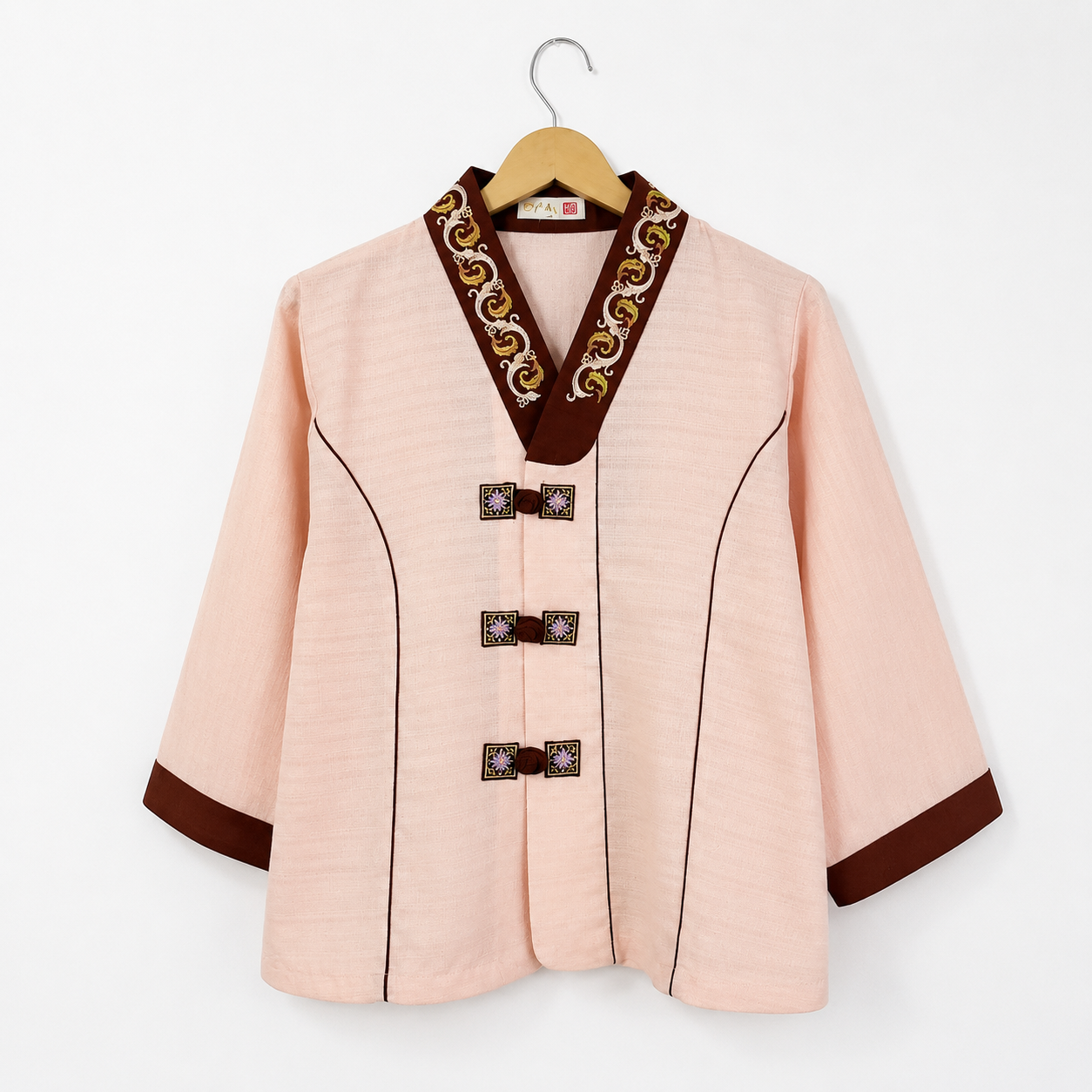 Vintage Women’s Blush Pink Embroidered Kimono Jacket