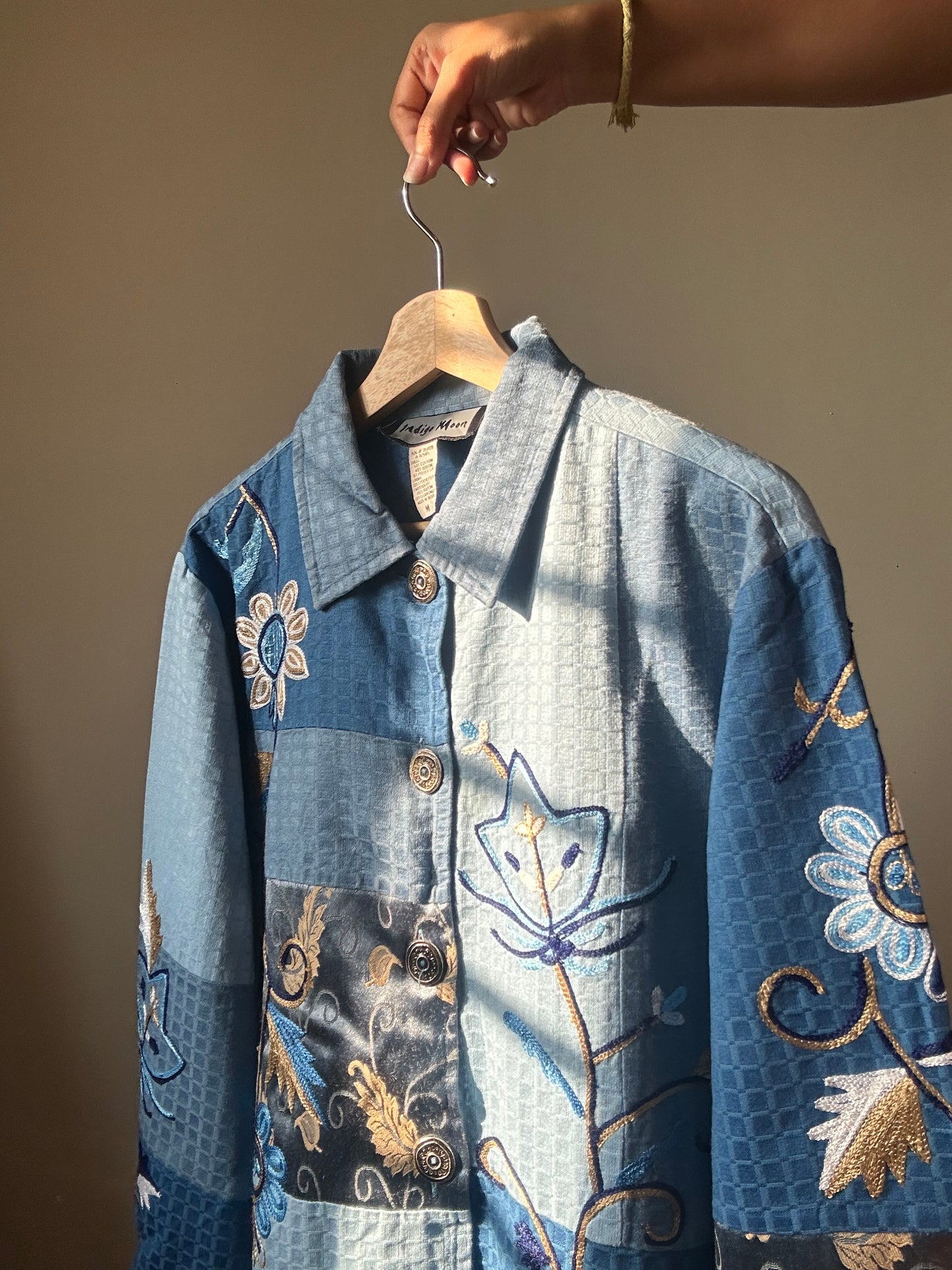 Vintage Indigo Moon Embroidered and Patchwork Shaket