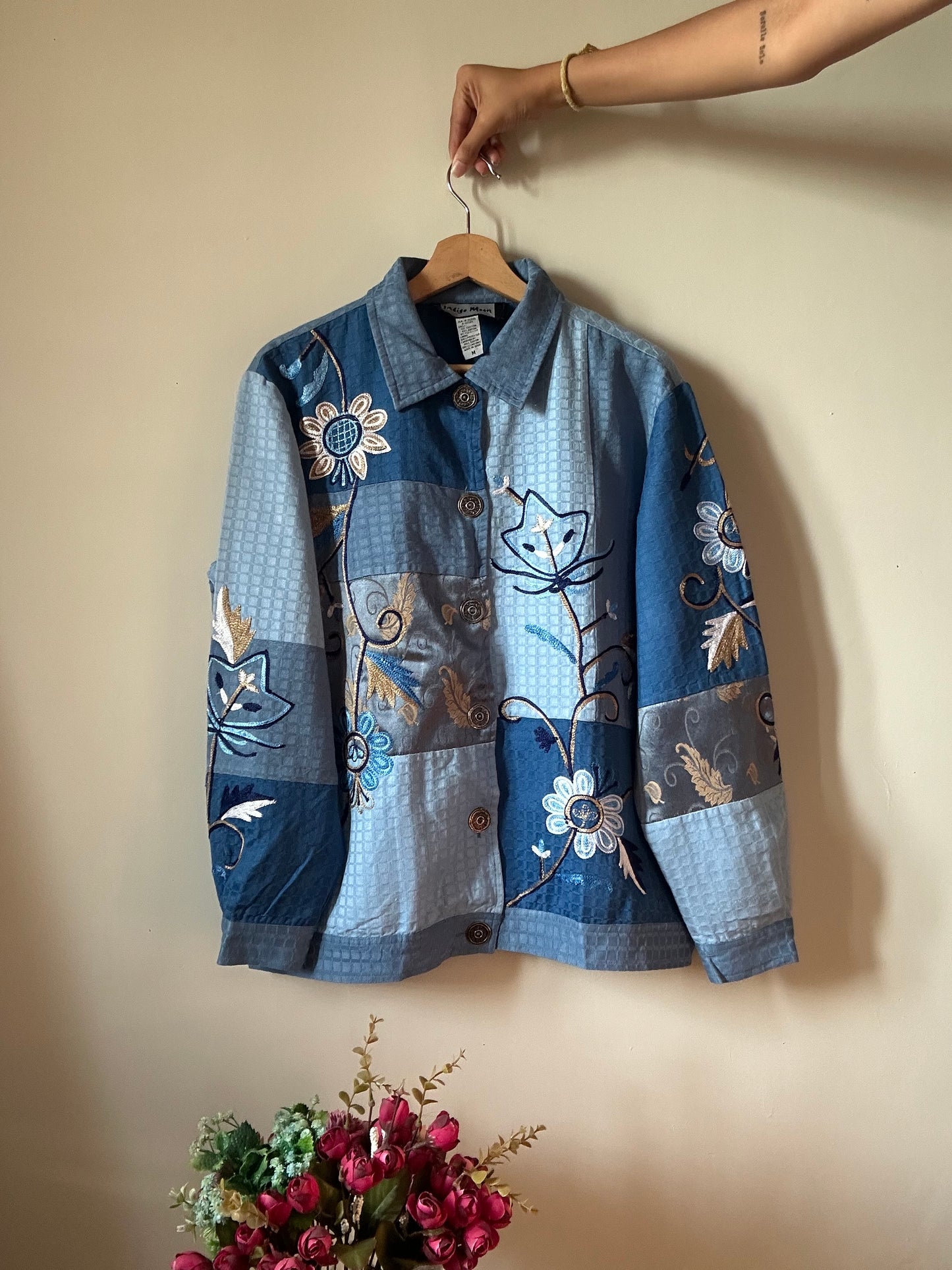 Vintage Indigo Moon Embroidered and Patchwork Shaket