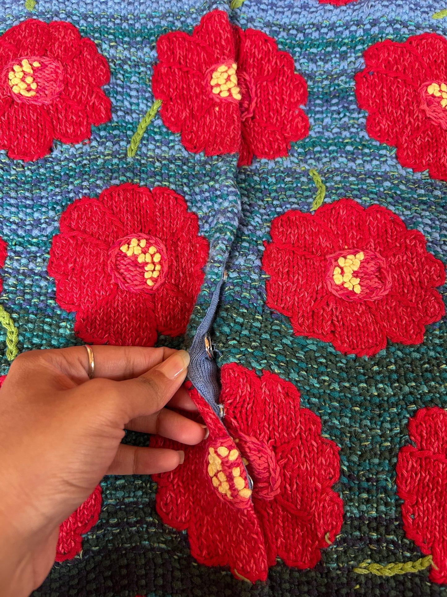 Susan Bristol Vintage Hand Knit and Embroidered Cardigan