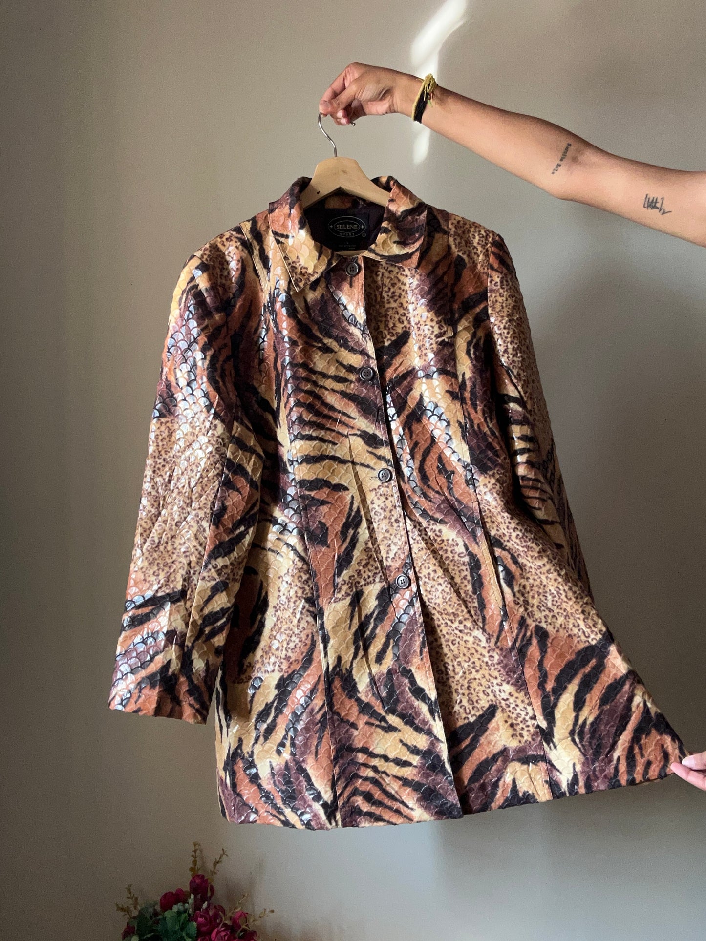 Selene Sports Vintage Cheetah and Tiger Trench