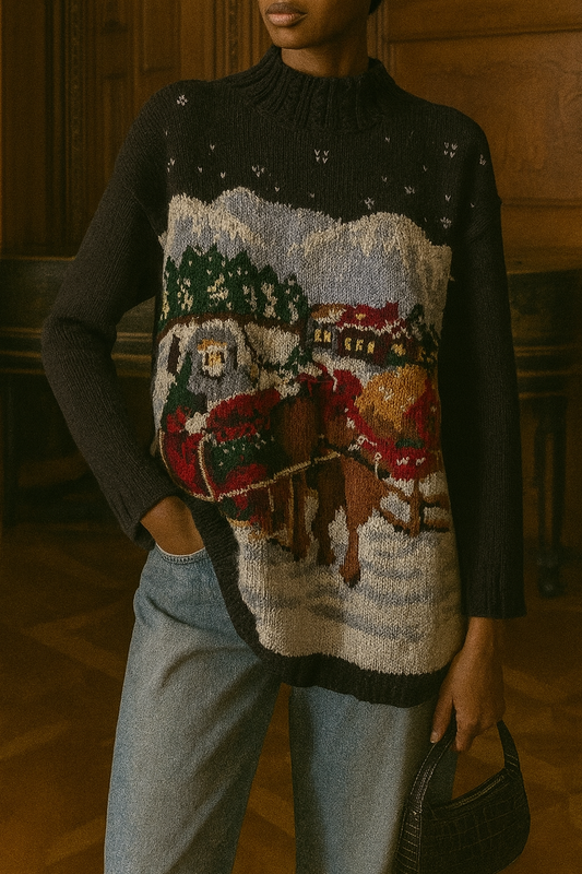 Vintage Tiara Christmas Village Pullover