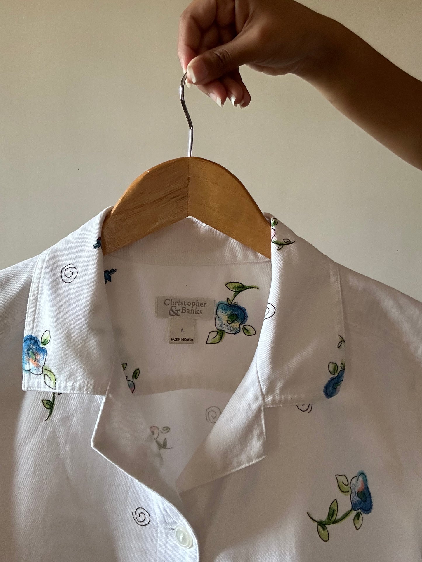 Christopher & Banks Vintage Hand Sketch City Print Denim Shirt