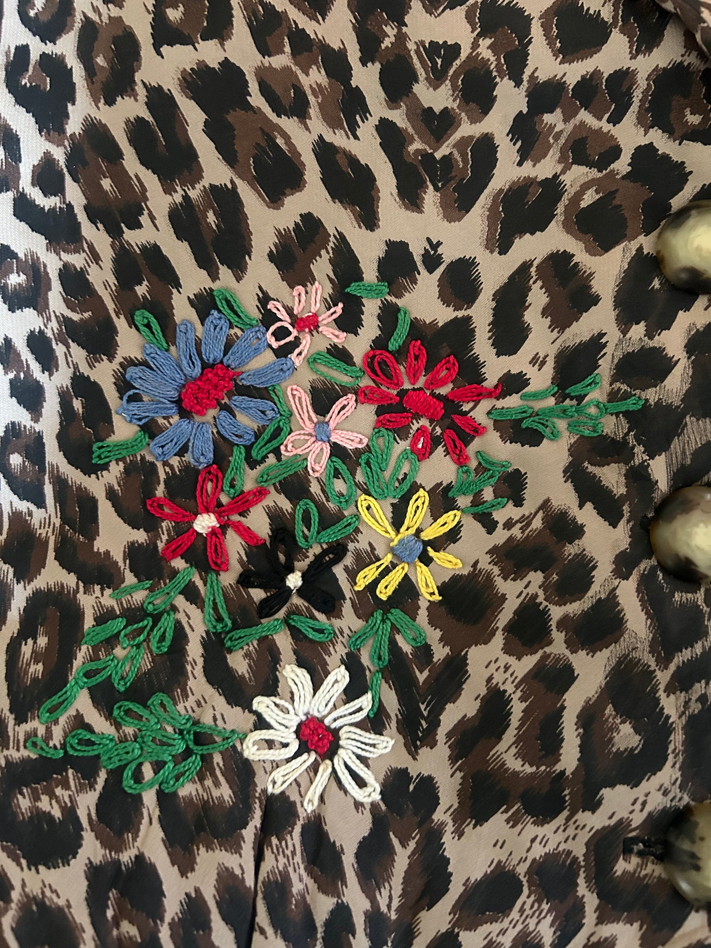 Vintage Cheetah Print And Embroidered Lightly Quilted Shaket