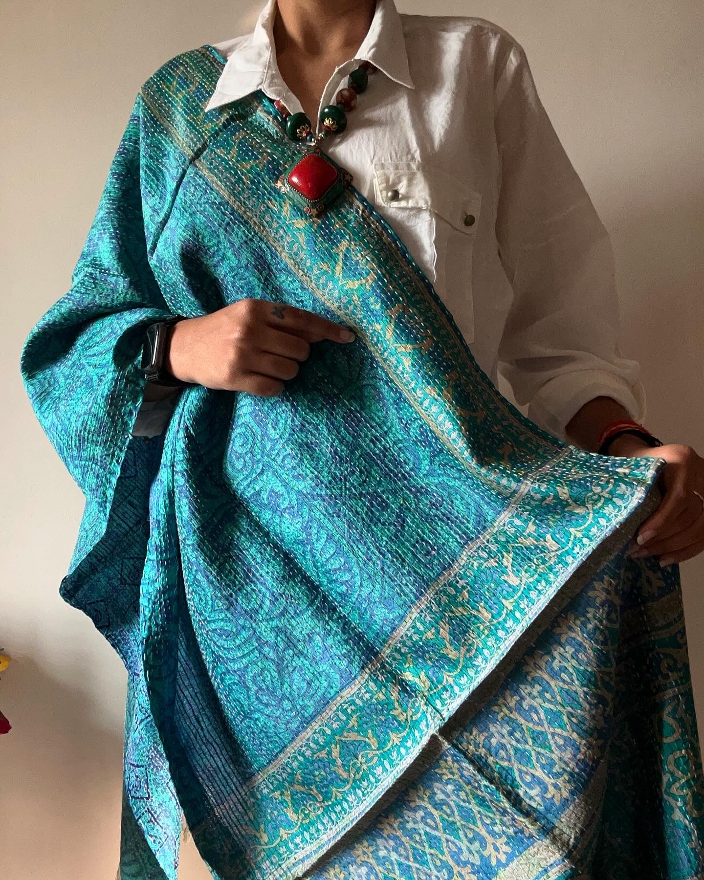 Blue Lagoon Multi Print Reversible Stole