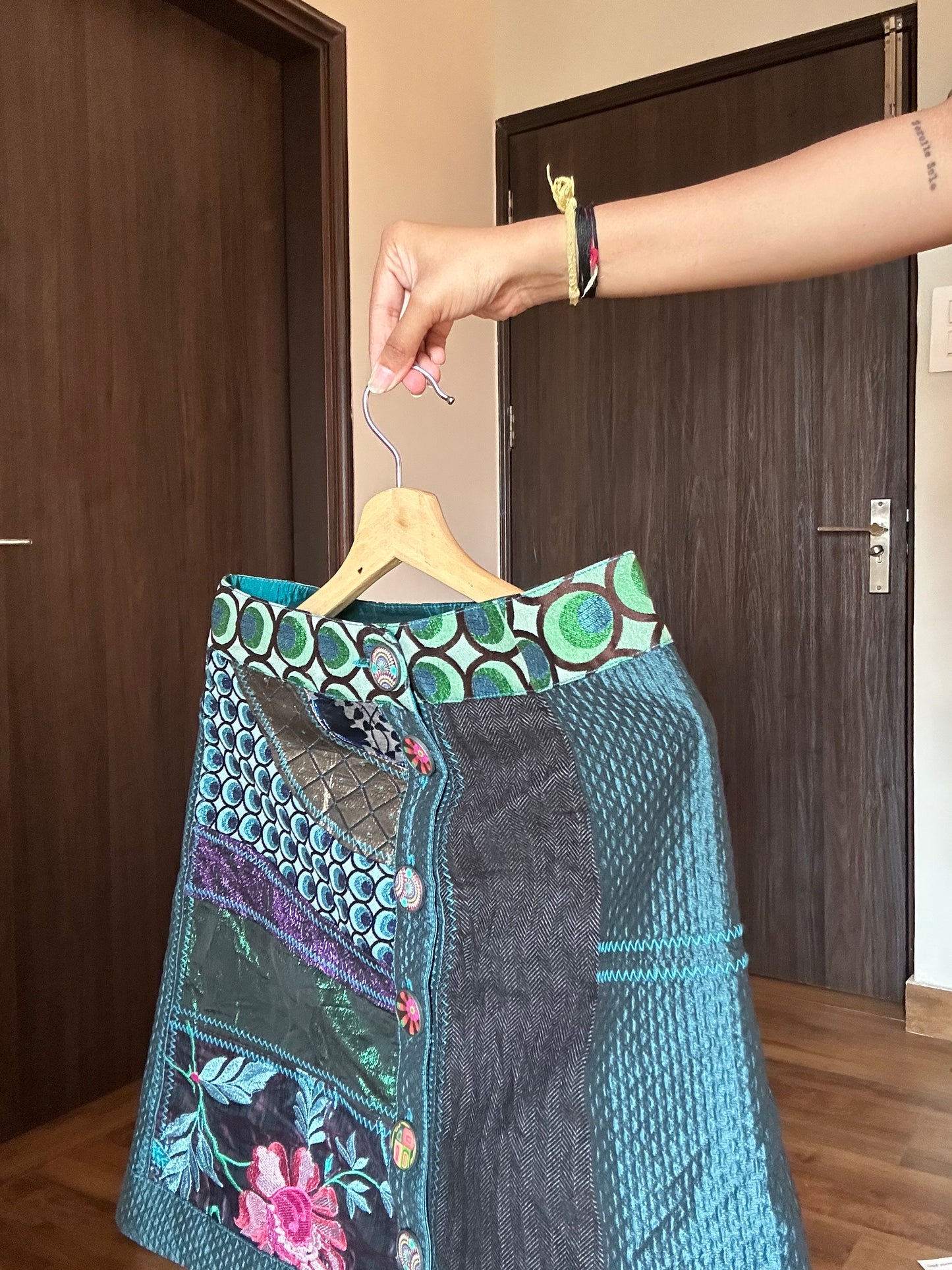 Vintage Desigual Patchwork and Embroidered Skirt