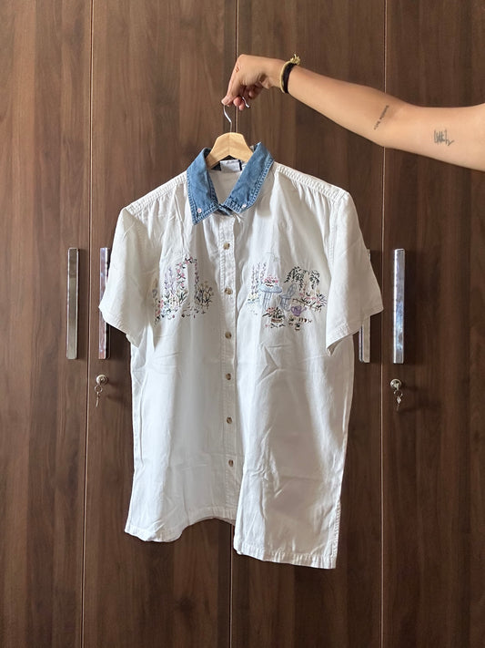 Bobbie Brooks Vintage Embroidered Denim Shirt