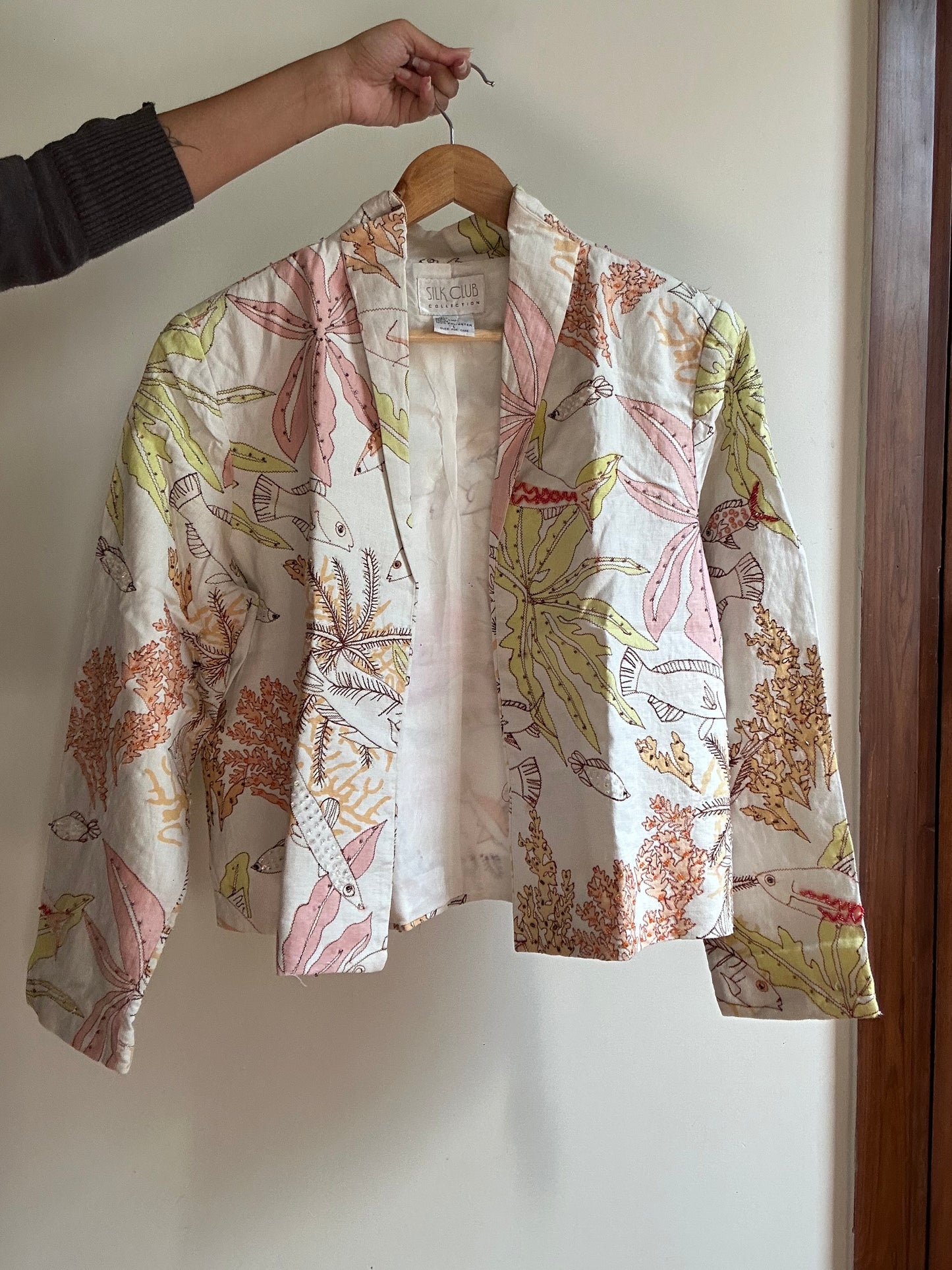 Vintage Silk Club All Embroidered And Beaded Linen Shaket