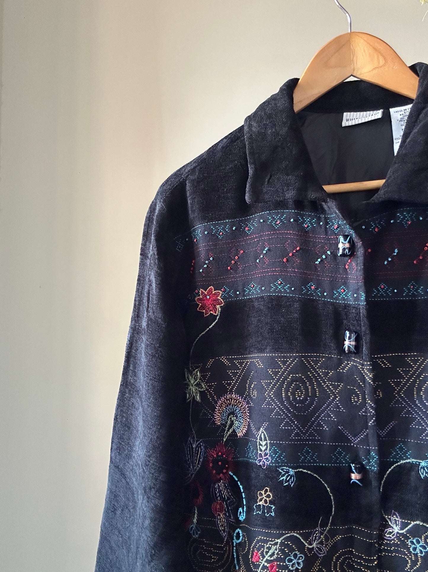 White Stage Vintage Embroidered and Beaded Shaket