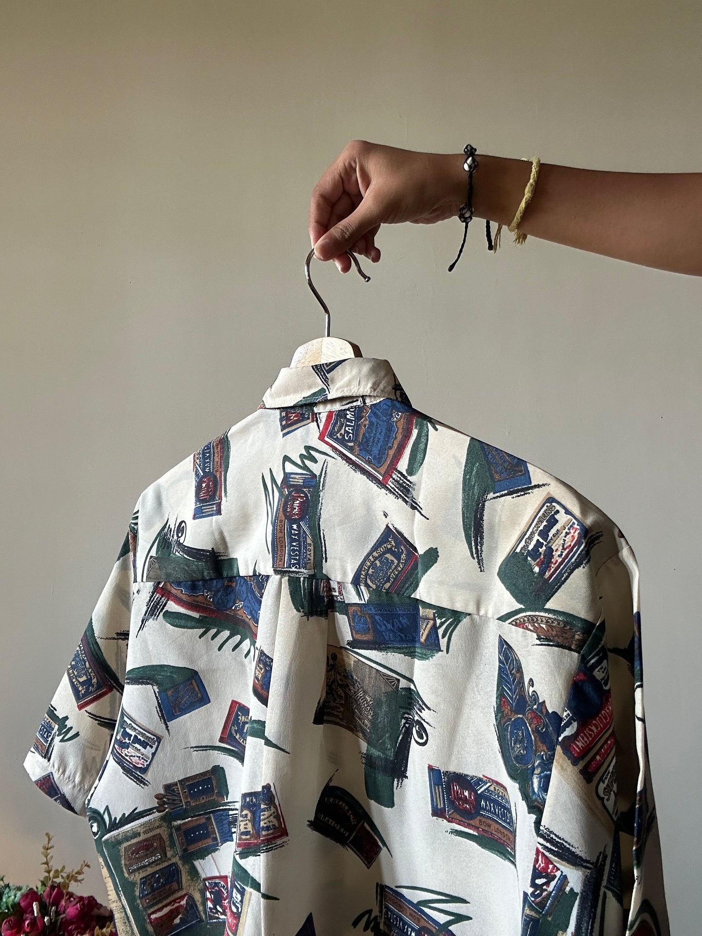Vintage Netex Stamps and Matchbox Abstract Print Shirt